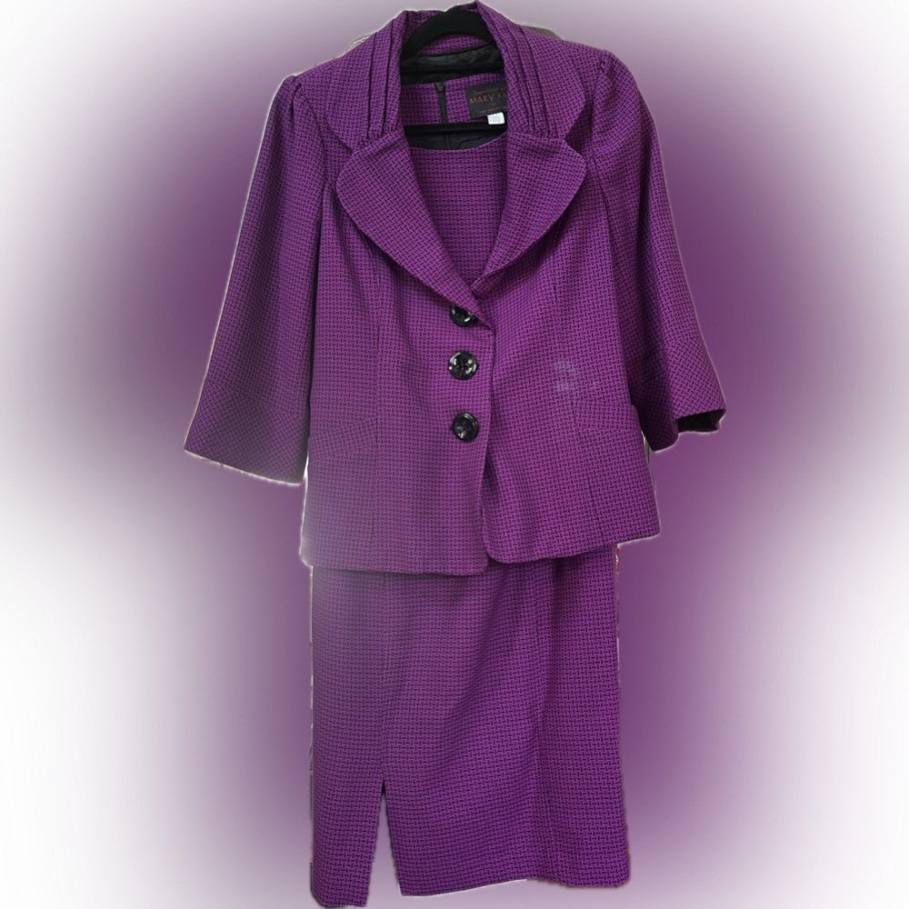 Mary Kay, uniform coat and Sheath dress director suit, purple & black size‎ 10